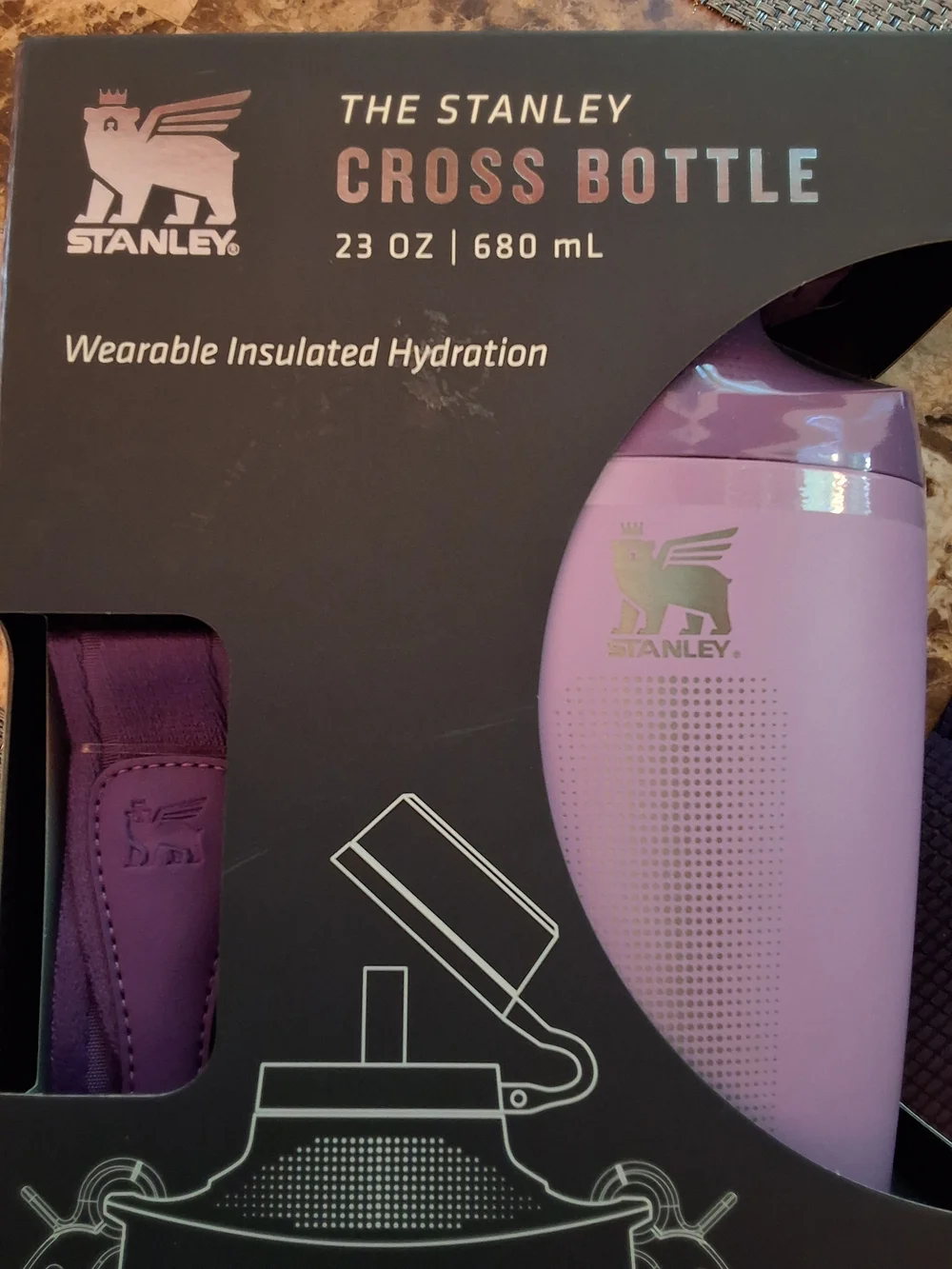 Stanley Cross Bottle 23oz 680mL Insulated Water Bottle Crossbody Strap Purple - Picture 2 of 4